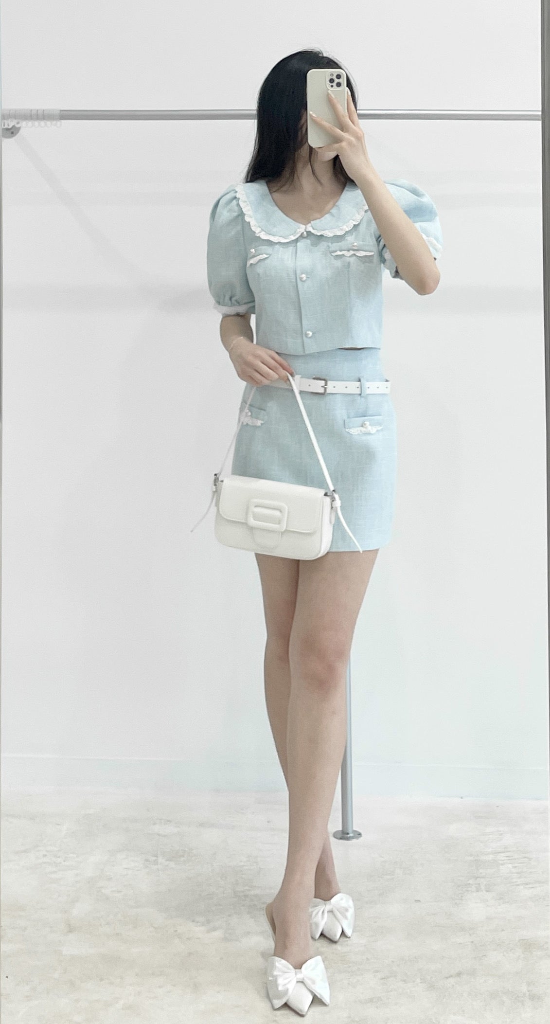 Short-sleeve and short skirt two-piece set