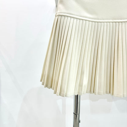 Detachable Bow Wool Pleated Skirt