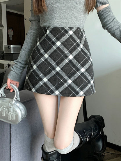 Wool Plaid Skirt