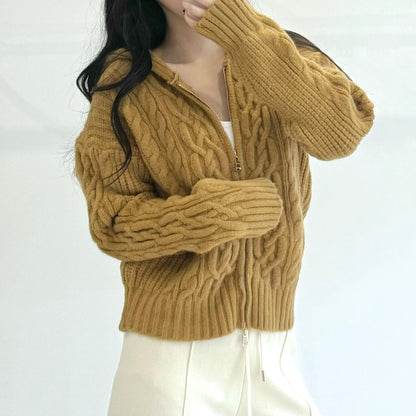 Hooded Knit Cardigan