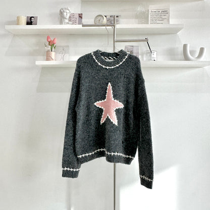 Star Contrast Sweater