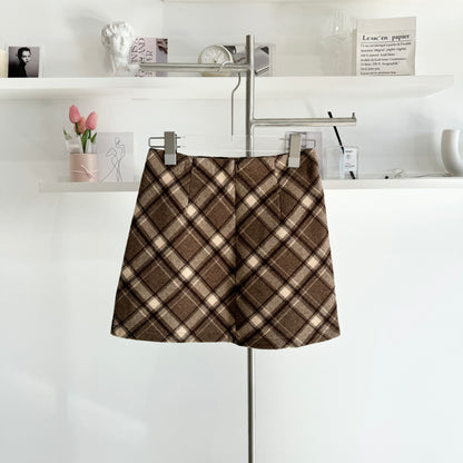 Wool Plaid Mini Skirt