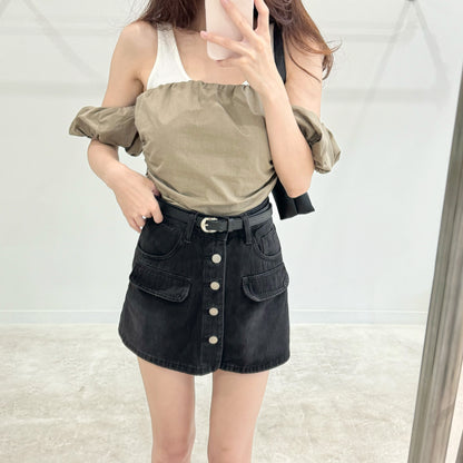 Belt breasted culottes