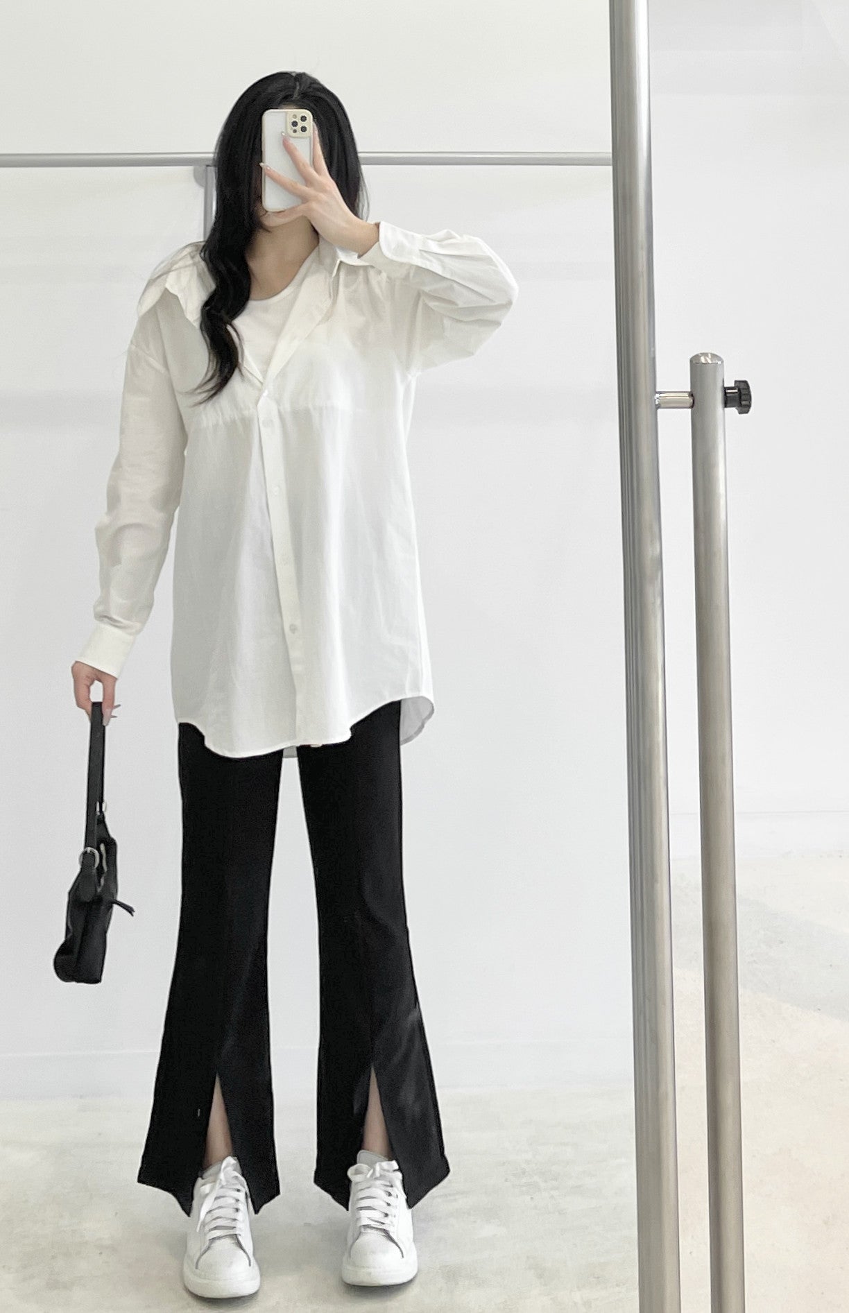 Faux Two-Piece Layered Long-Sleeve Shirt