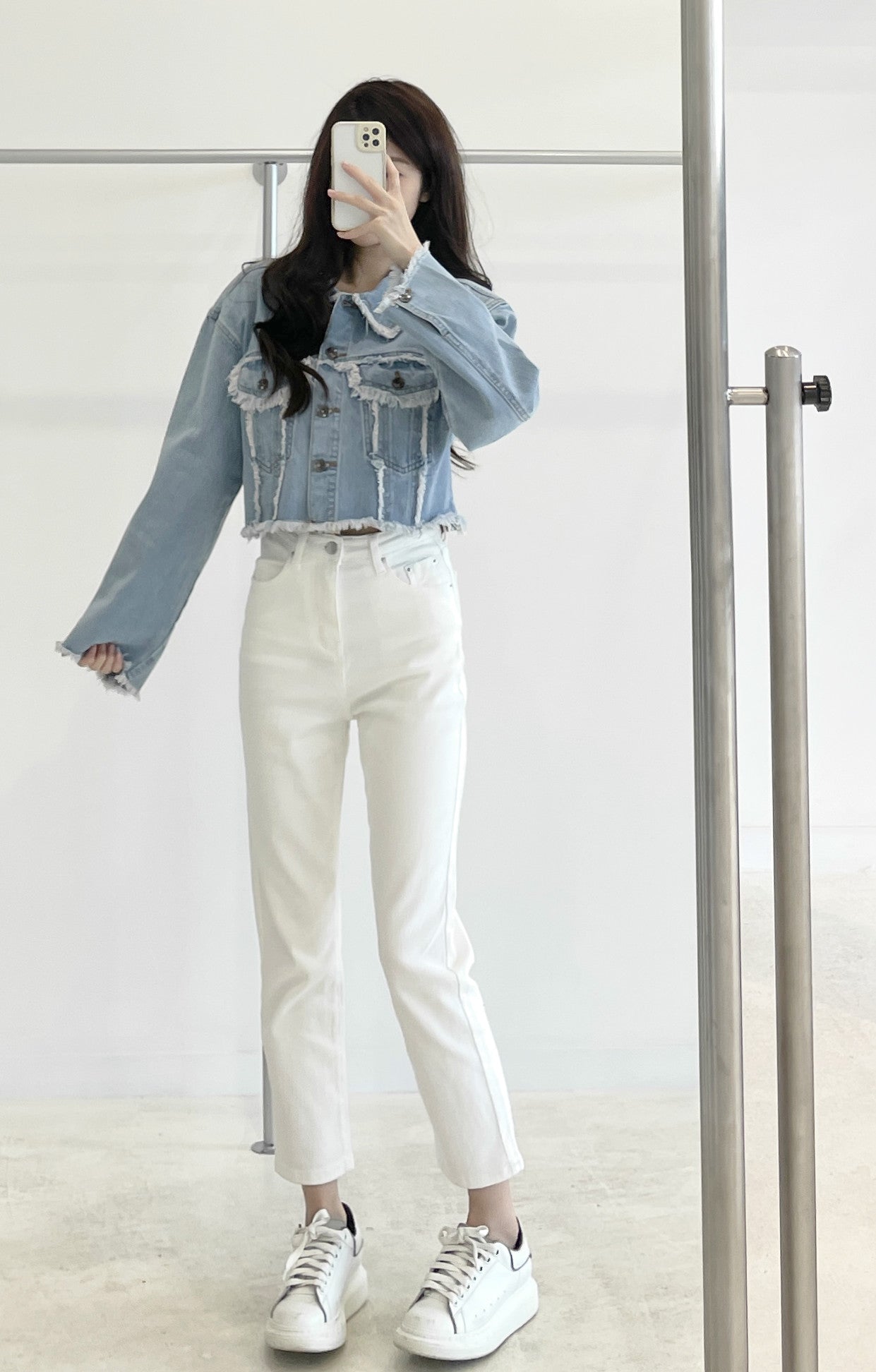 High-Waisted Straight-Leg Denim Jeans