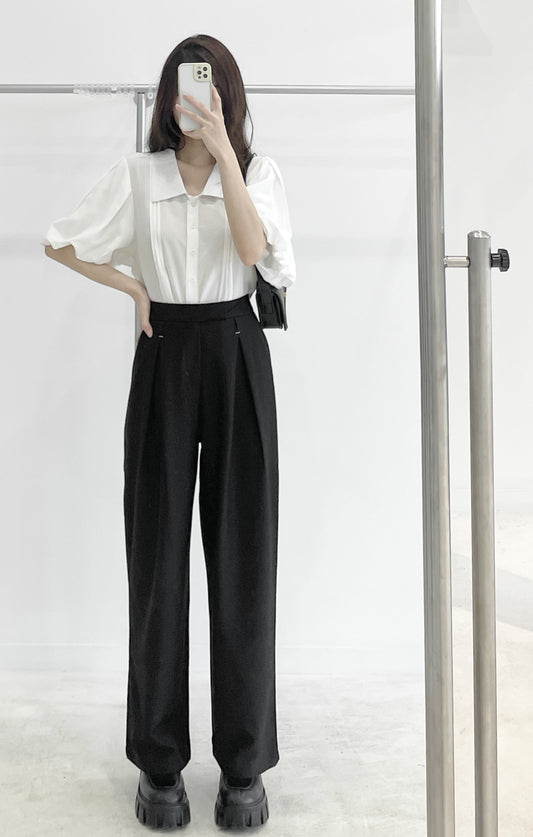 High-Waisted Wide-Leg Suit Trousers