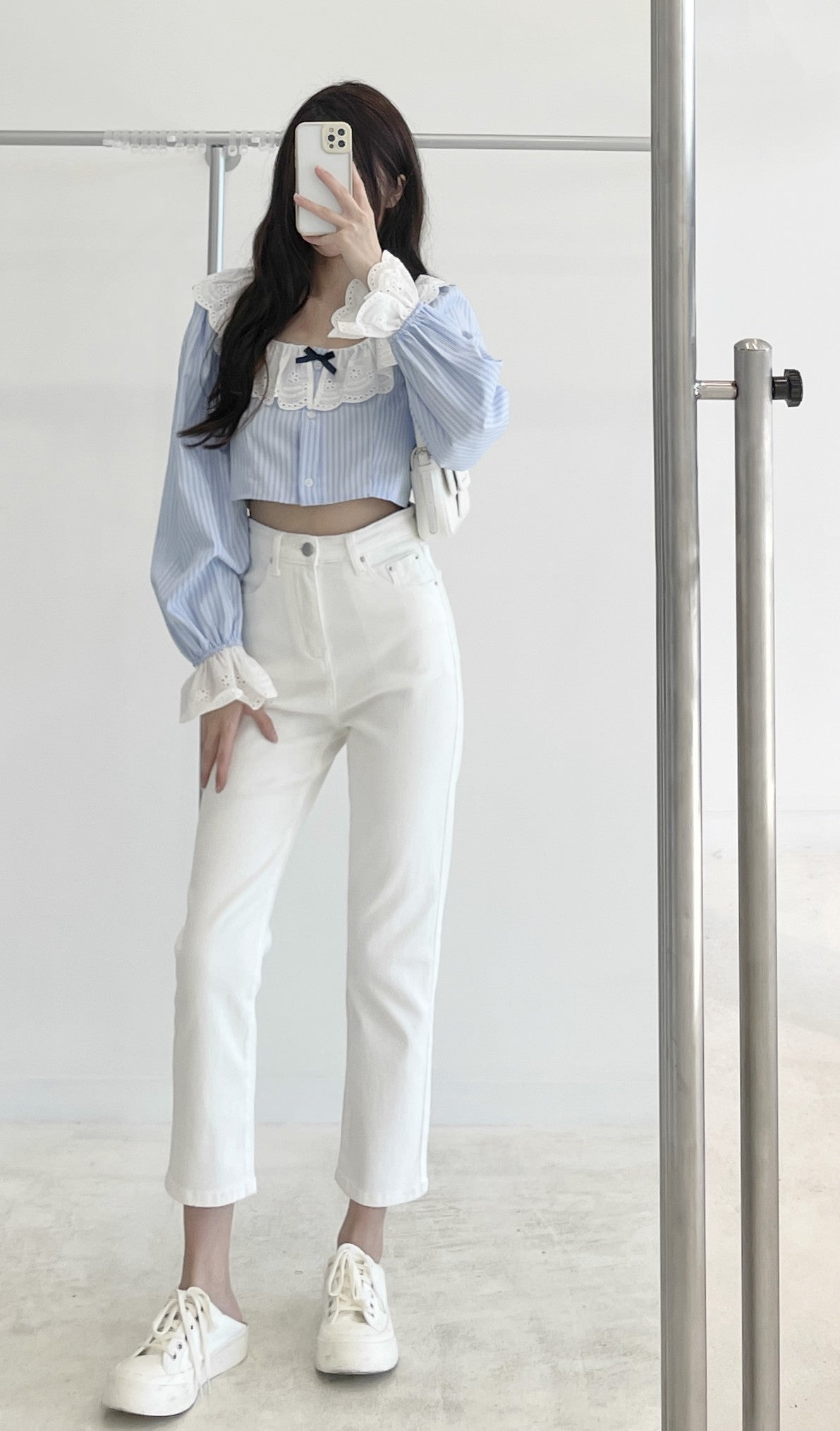 High-Waisted Straight-Leg Denim Jeans