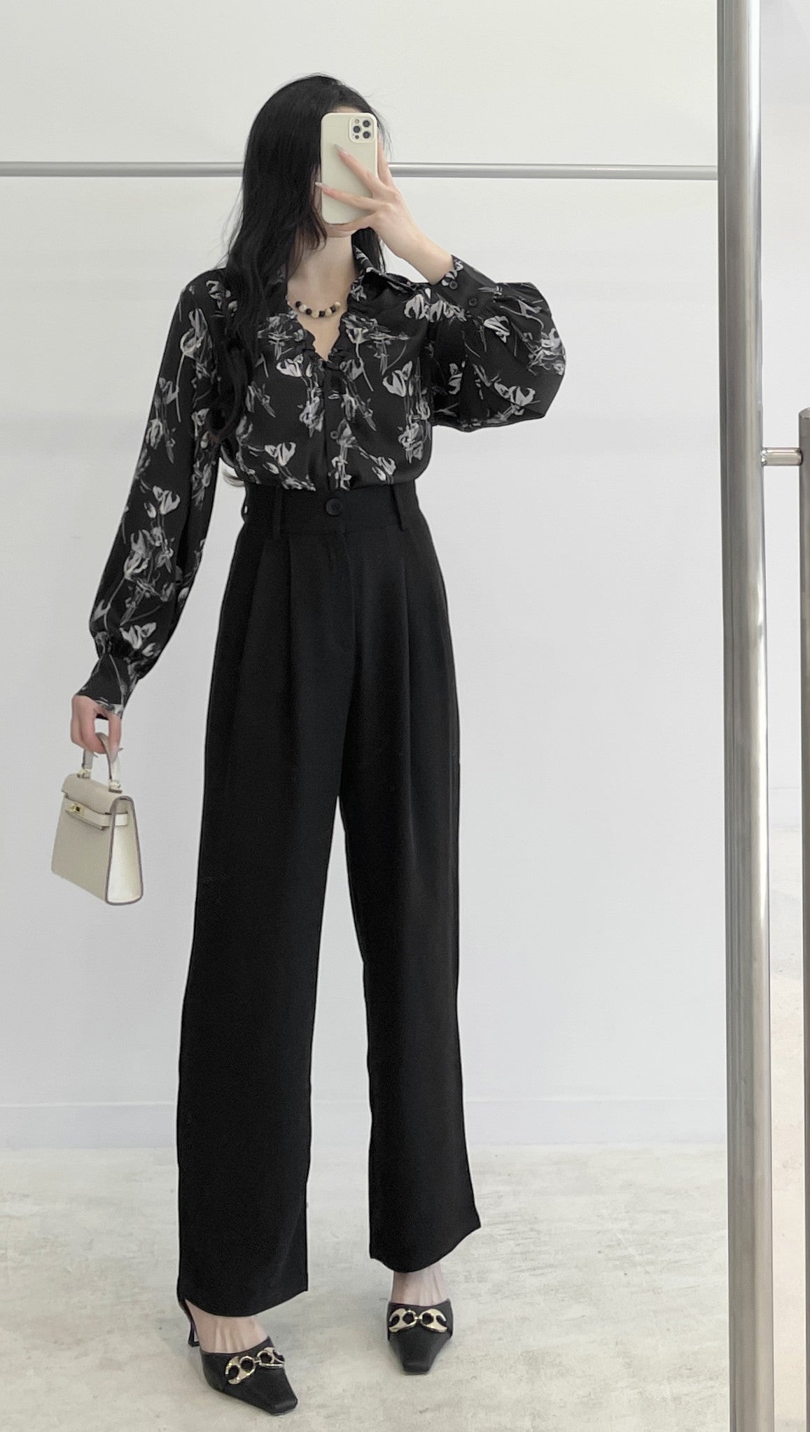 High-Waisted Straight-Leg Suit Trousers