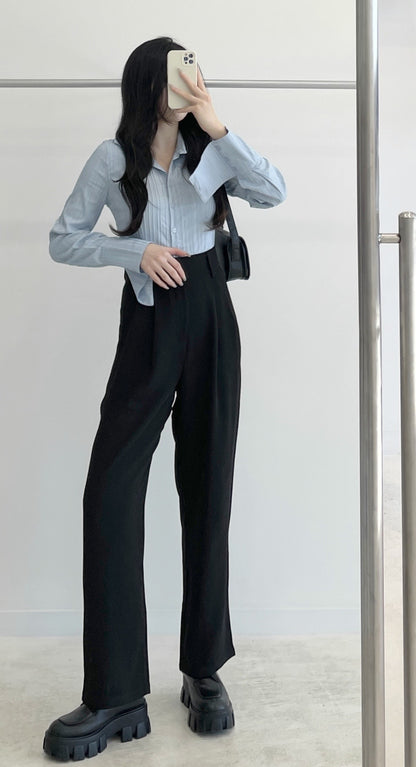 High-Waisted Straight-Leg Suit Trousers
