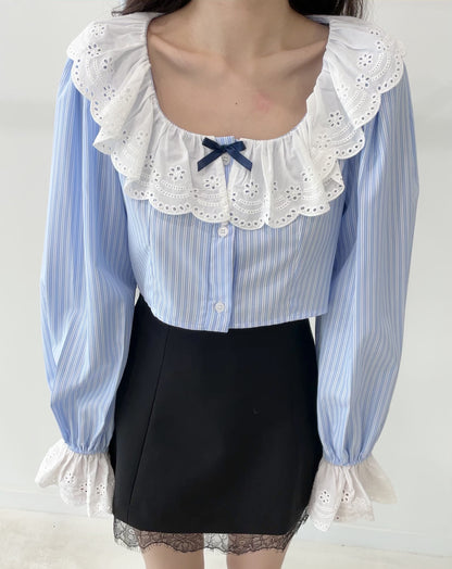 Collared Striped Long-Sleeve Shir