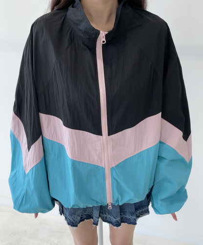 color-blocked ultra-thin jacket