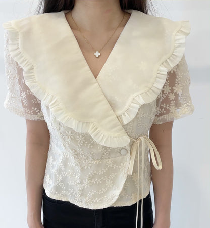 collared short-sleeve blouse